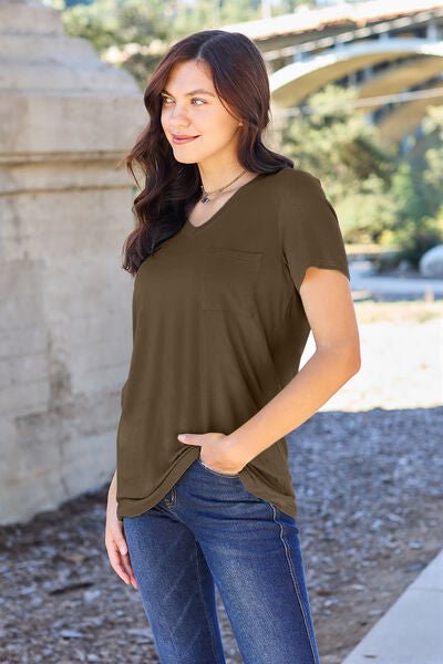 Basic Bae Full Size V - Neck Short Sleeve T-Shirt - Mervyns