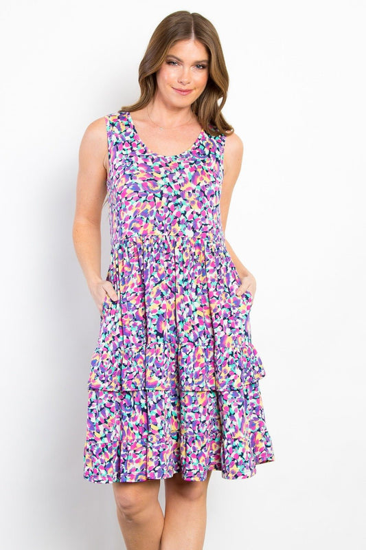 Be Stage Full Size Print Wrinkle Free Ruffled Dress - Mervyns