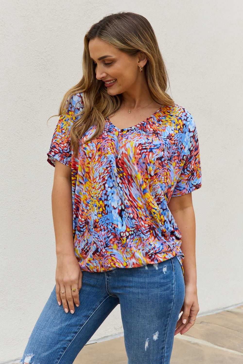 Be Stage Full Size Printed Dolman Flowy Top - Mervyns