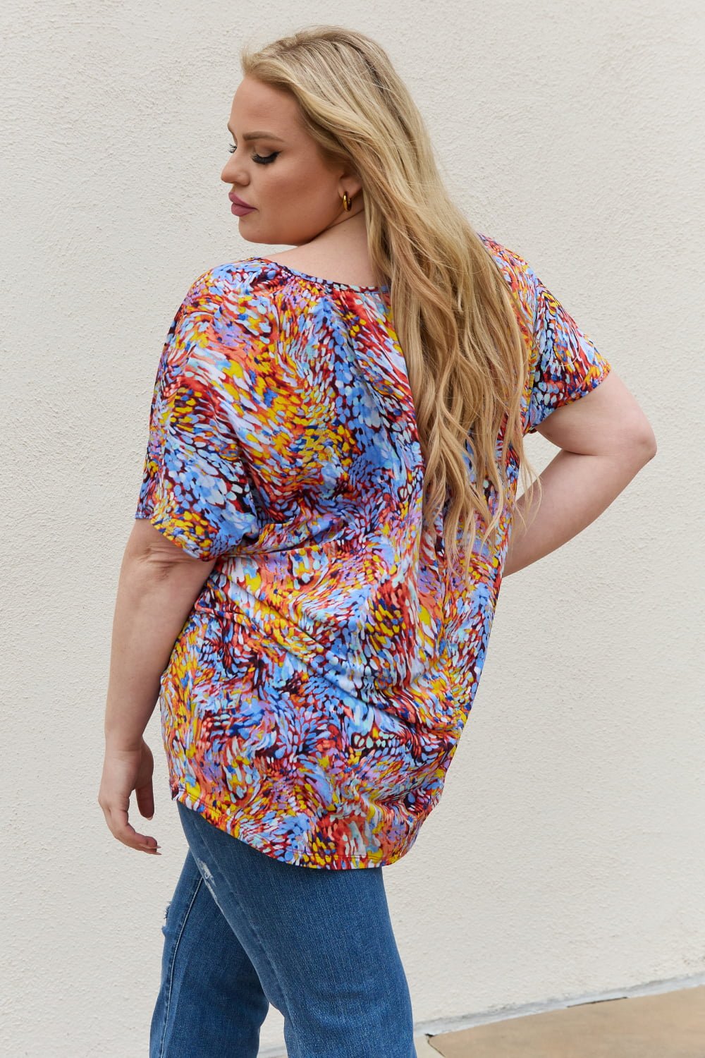 Be Stage Full Size Printed Dolman Flowy Top - Mervyns