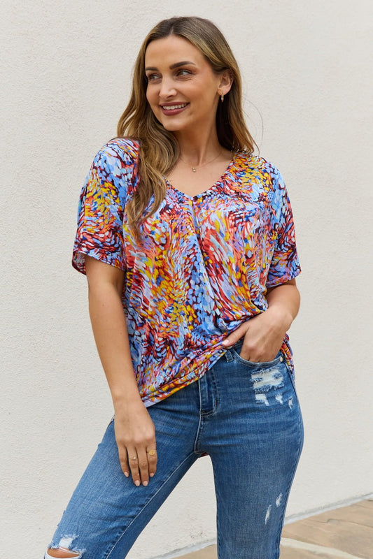 Be Stage Full Size Printed Dolman Flowy Top - Mervyns