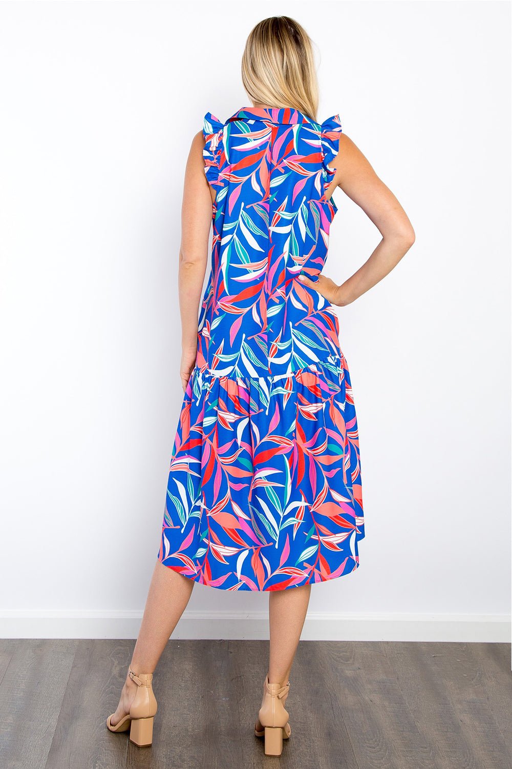 Be Stage Print Ruffled Midi Dress with Pockets - Mervyns