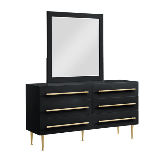 Bellanova Black Dresser with Mirror with Gold Accents - Mervyns