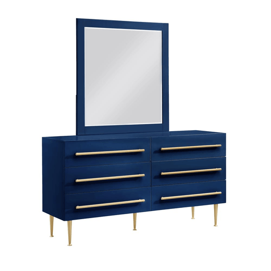 Bellanova Navy Dresser with Mirror with Gold Accents - Mervyns