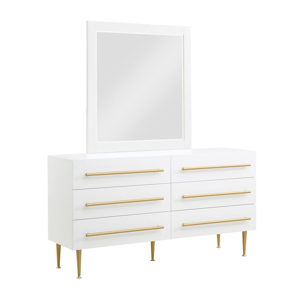 Bellanova White Dresser with Mirror with Gold Accents - Mervyns