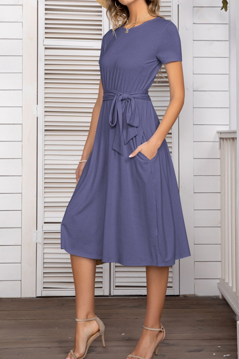 Belted Tee Dress With Pockets - Mervyns