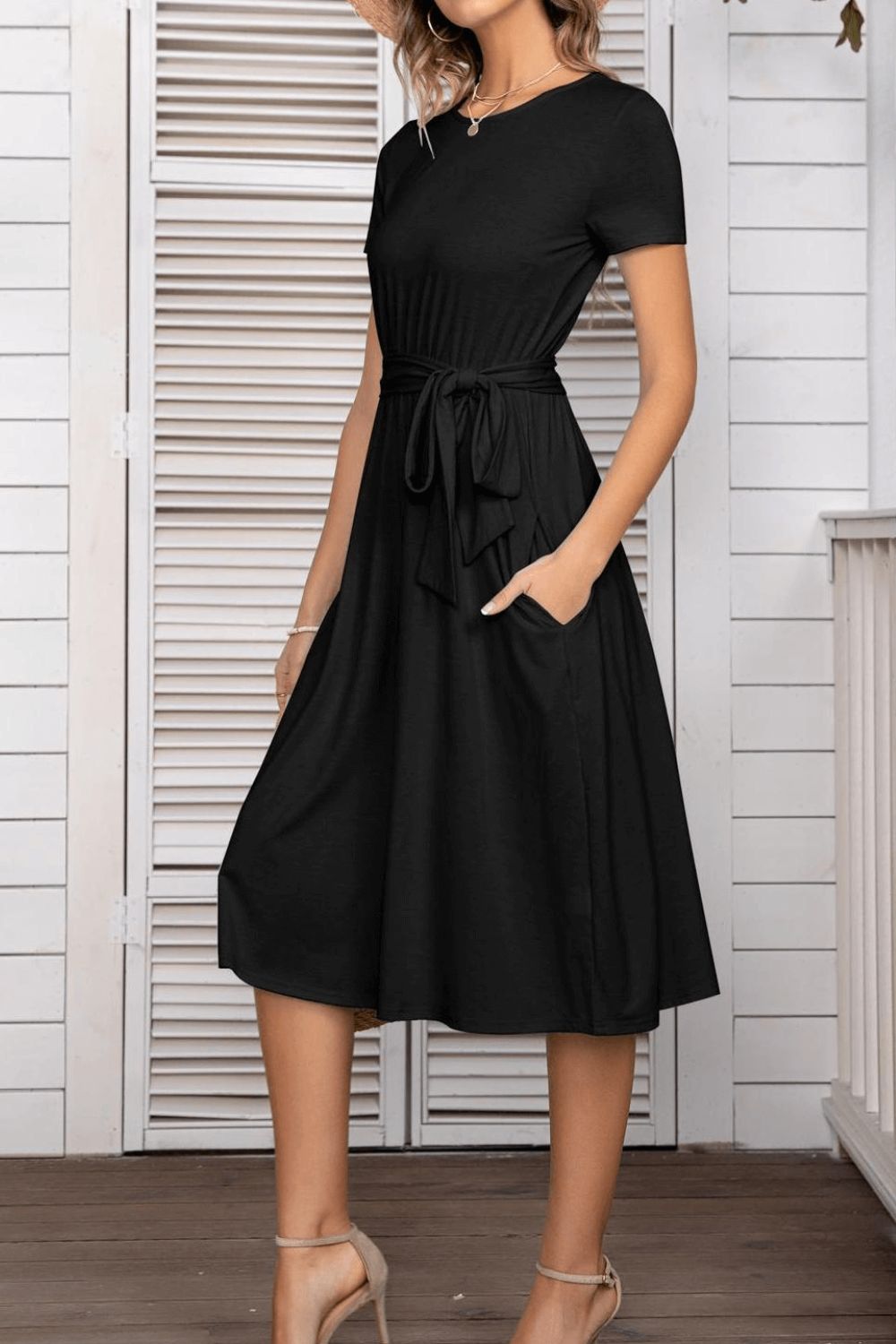 Belted Tee Dress With Pockets - Mervyns