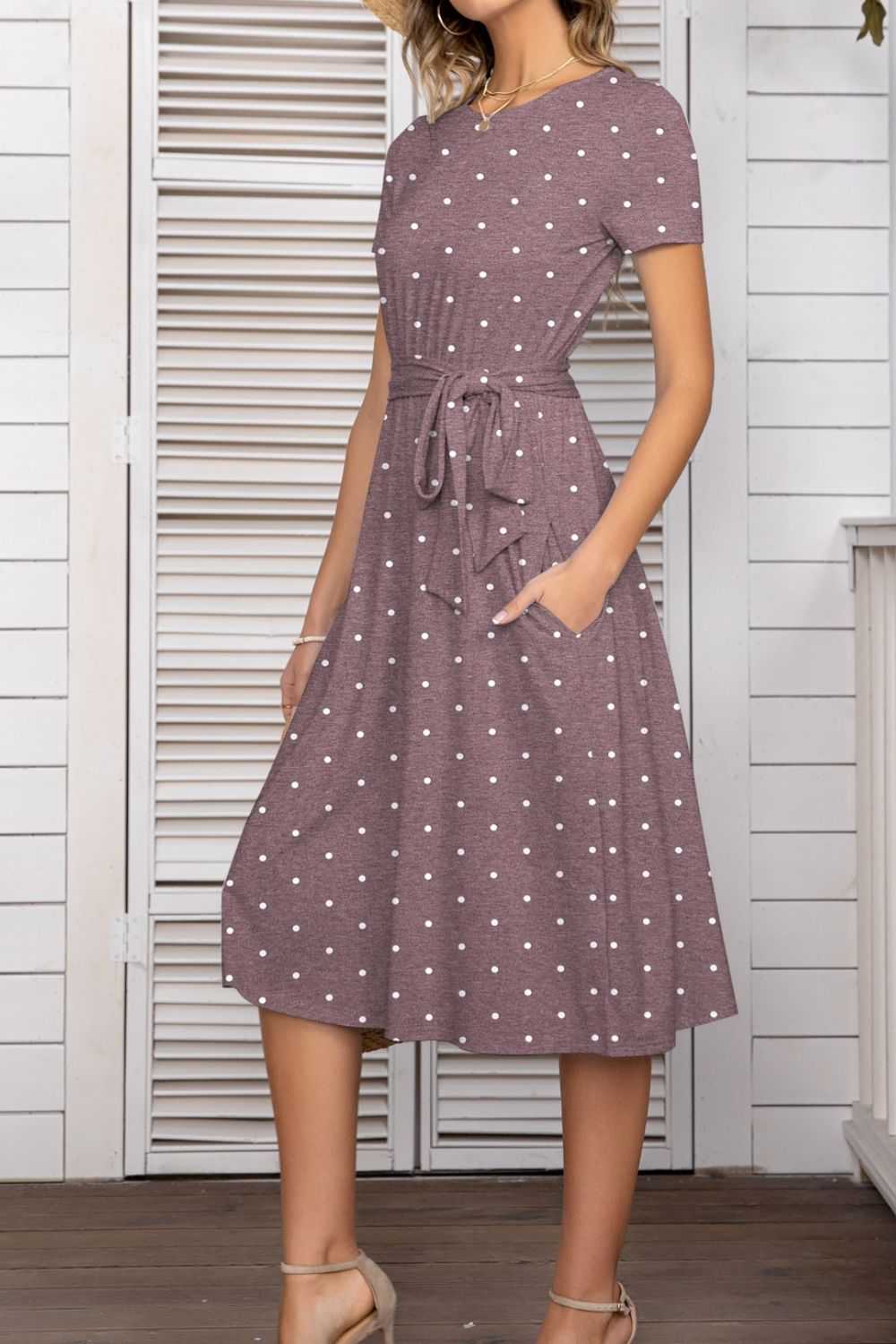 Belted Tee Dress With Pockets - Mervyns