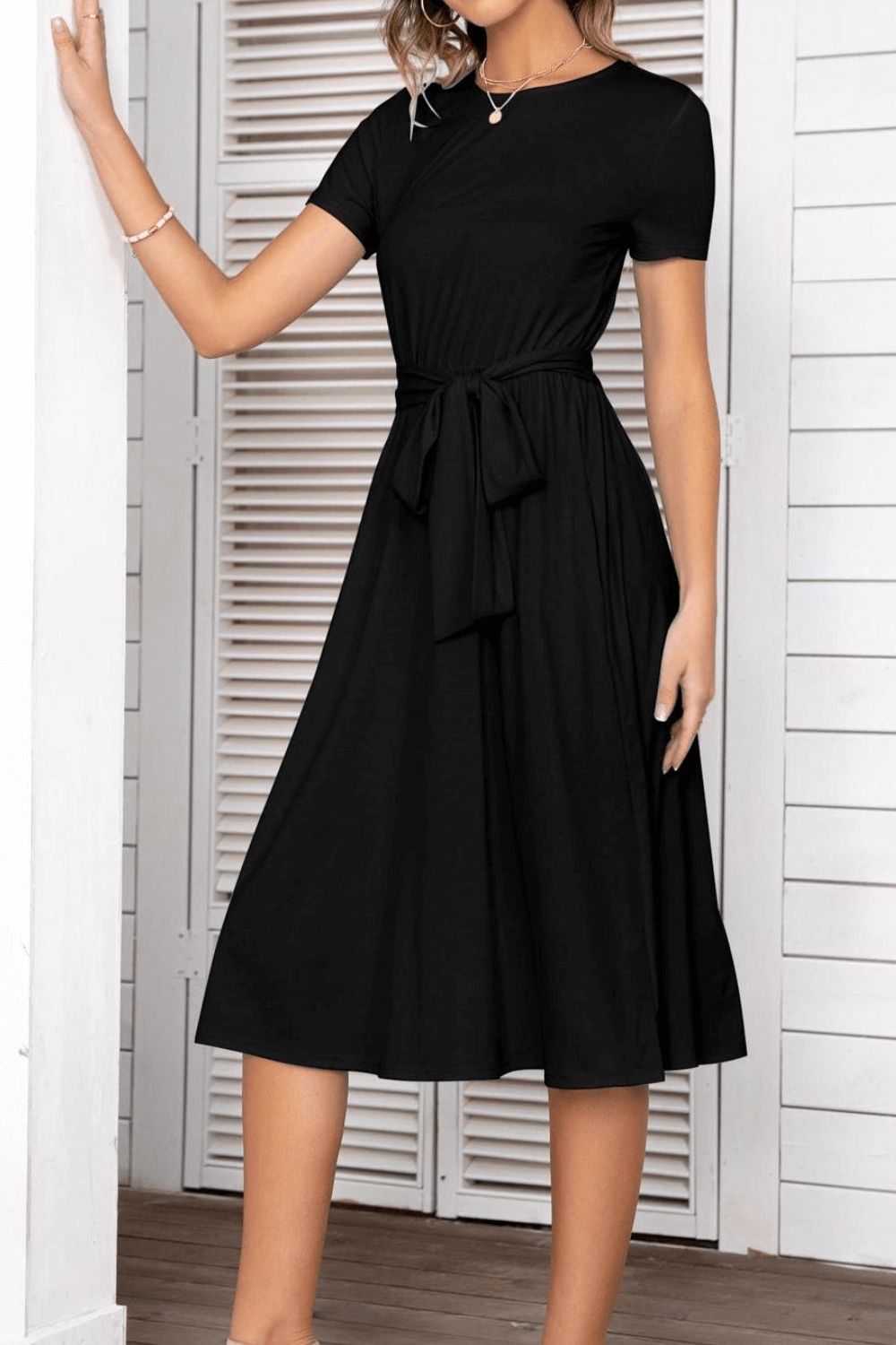 Belted Tee Dress With Pockets - Mervyns