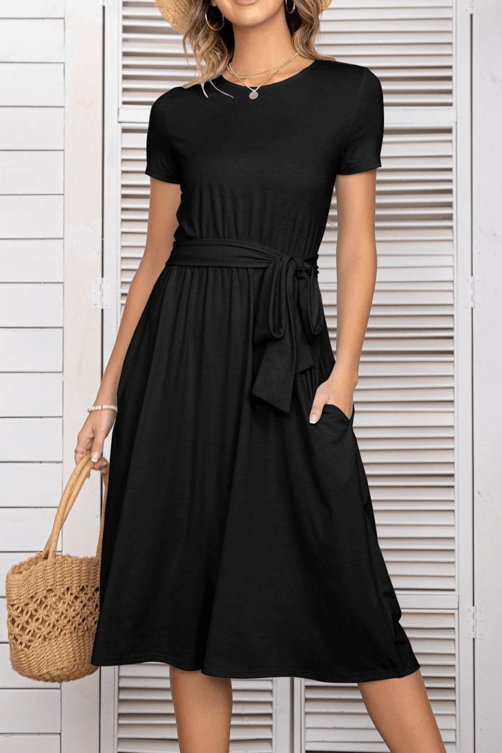 Belted Tee Dress With Pockets - Mervyns