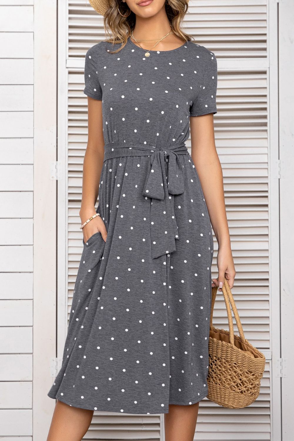 Belted Tee Dress With Pockets - Mervyns