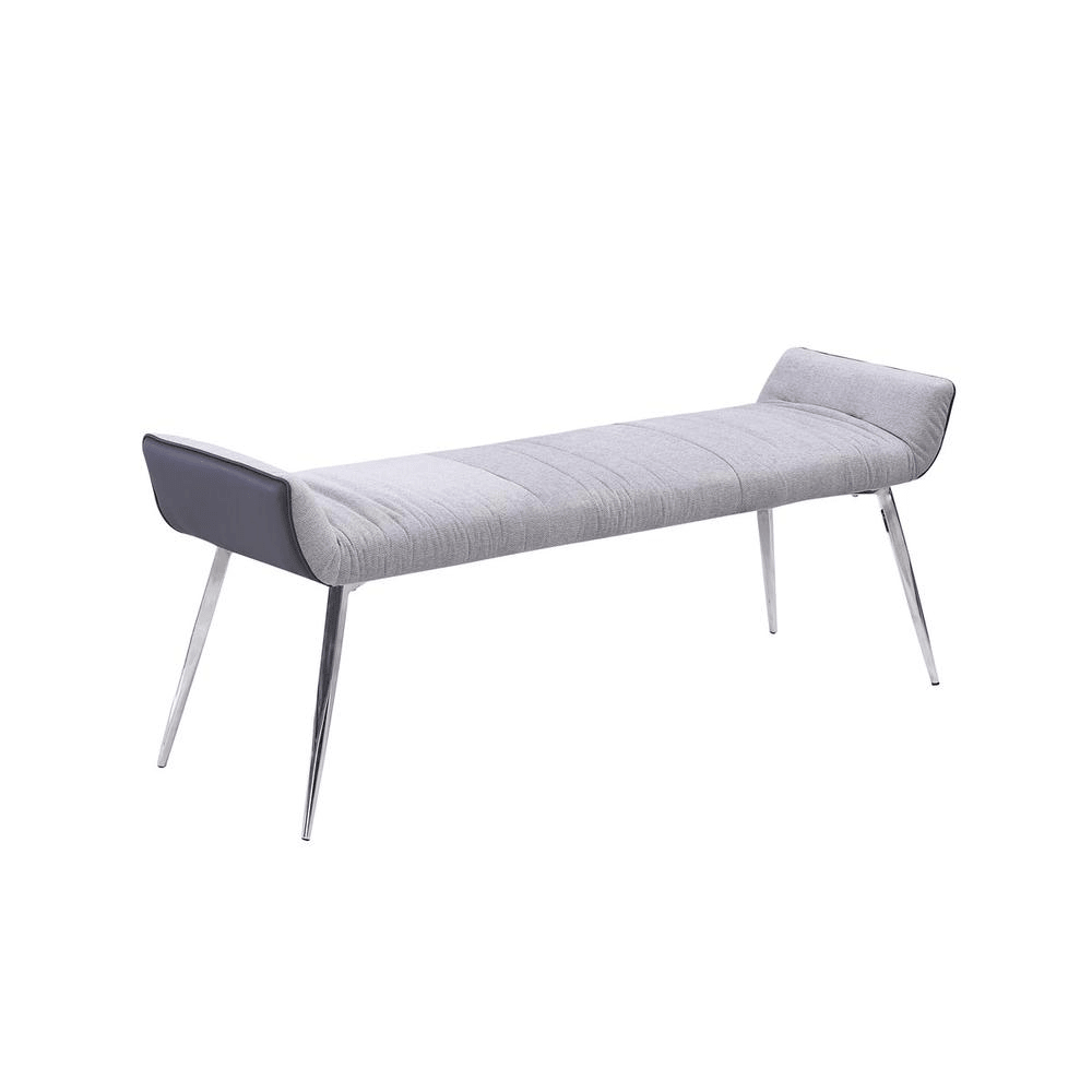 Bench with Leather Bottom and Linen Top - Mervyns