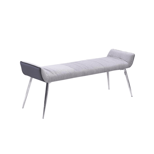 Bench with Leather Bottom and Linen Top - Mervyns