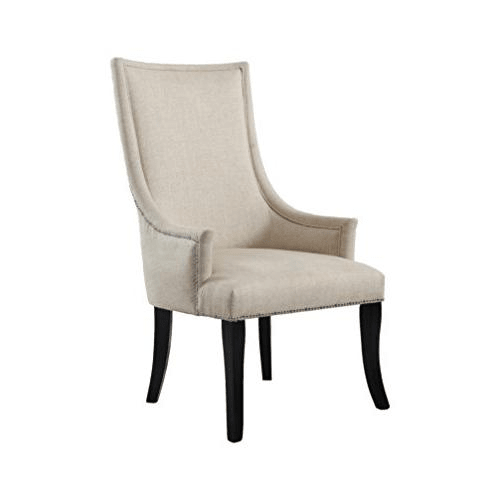 Best Master Melville Fabric Upholstered Accent Chair in Natural/Silver Nail Head - Mervyns