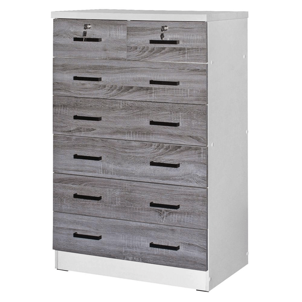 Better Home Products Cindy 7 Drawer Chest Wooden Dresser in Gray & White - Mervyns