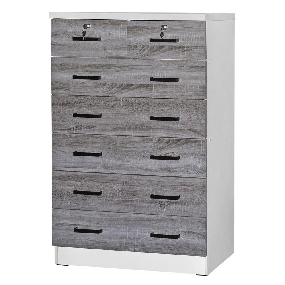 Better Home Products Cindy 7 Drawer Chest Wooden Dresser in Gray & White - Mervyns