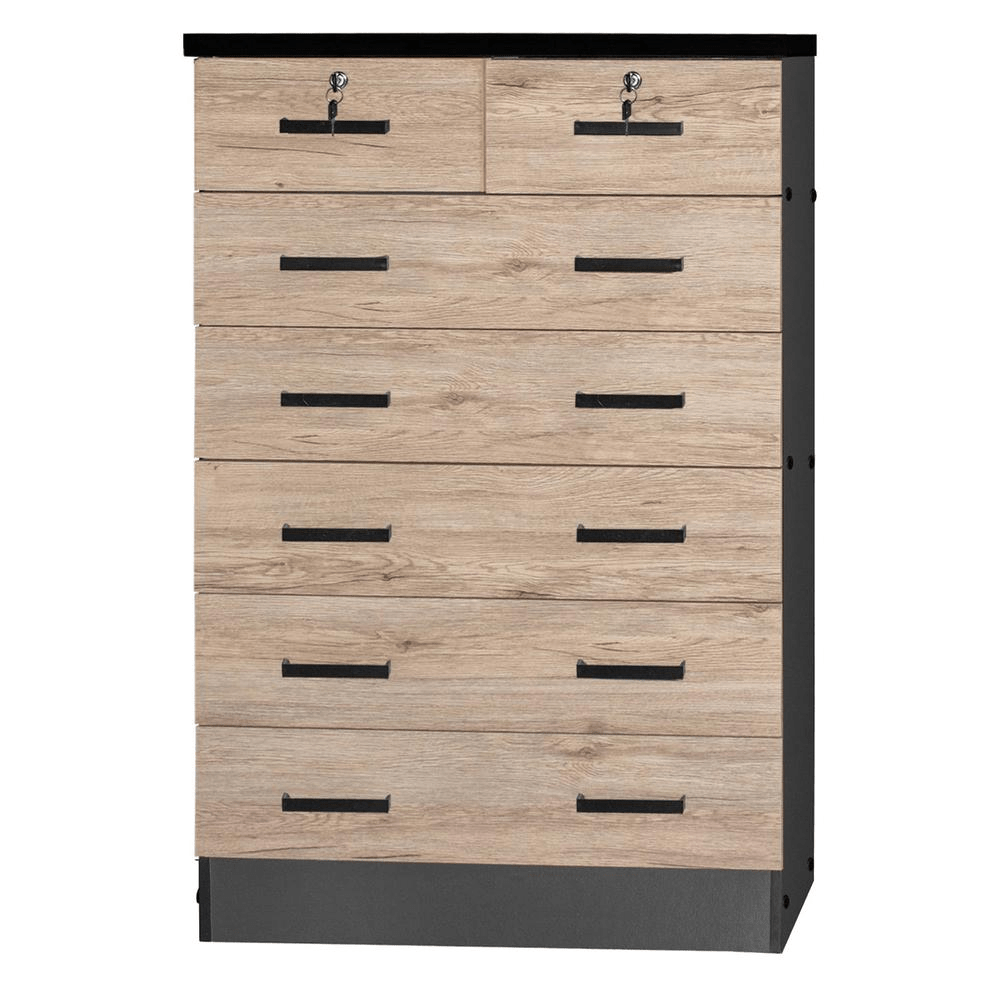 Better Home Products Cindy 7 Drawer Chest Wooden Dresser Natural Oak & Dark Gray - Mervyns