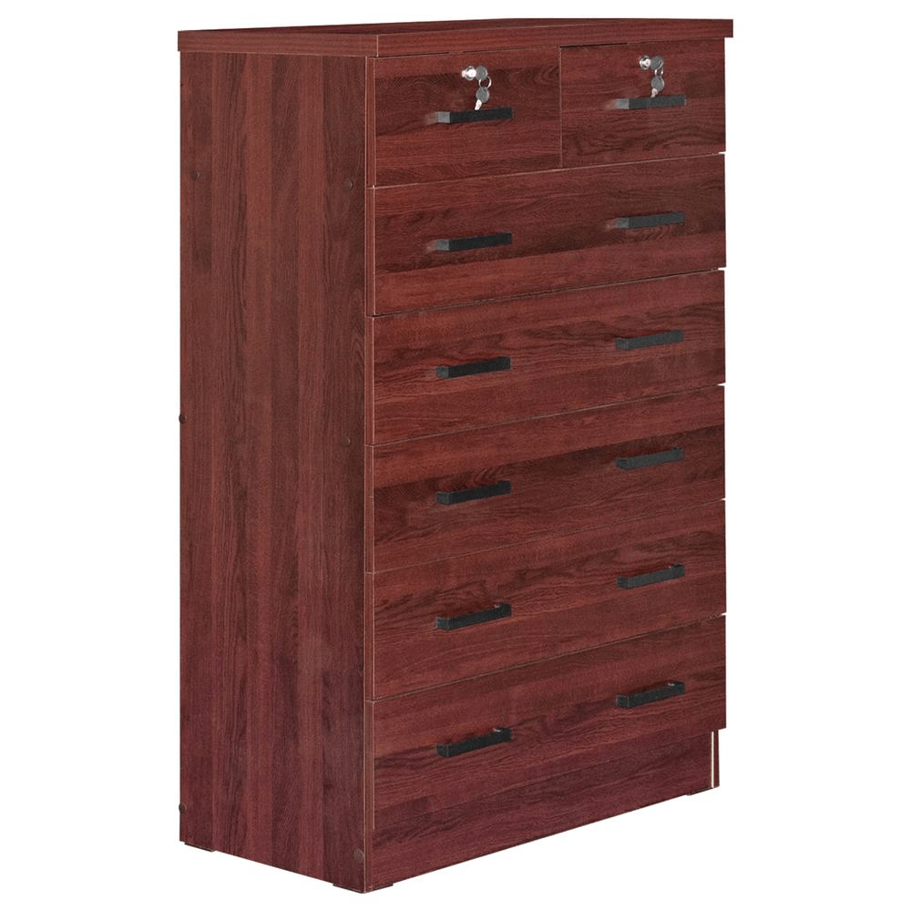 Better Home Products Cindy 7 Drawer Chest Wooden Dresser with Lock in Black - Mervyns