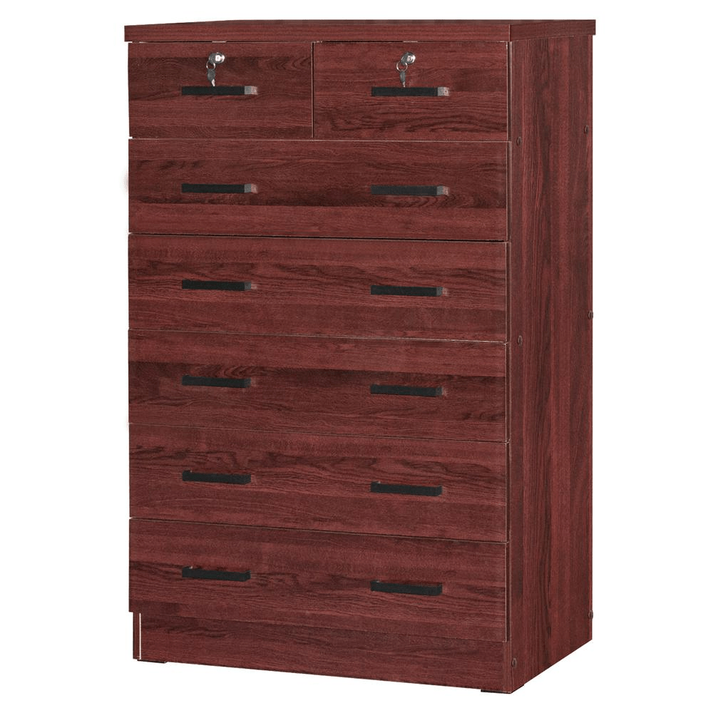 Better Home Products Cindy 7 Drawer Chest Wooden Dresser with Lock in Black - Mervyns