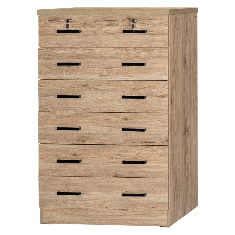 Better Home Products Cindy 7 Drawer Chest Wooden Dresser with Lock in Black - Mervyns