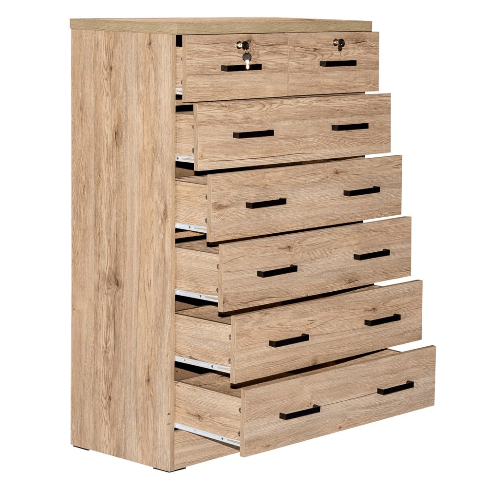 Better Home Products Cindy 7 Drawer Chest Wooden Dresser with Lock in Black - Mervyns