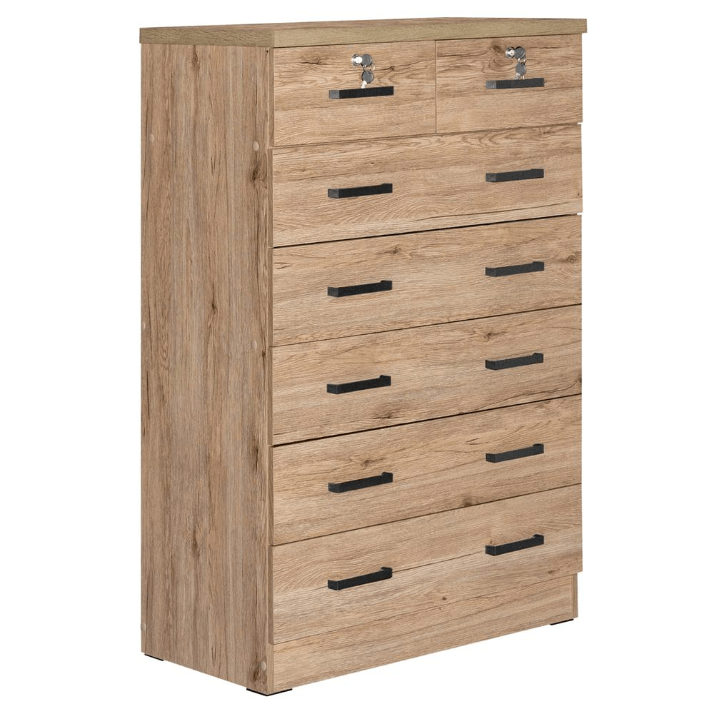 Better Home Products Cindy 7 Drawer Chest Wooden Dresser with Lock in Black - Mervyns