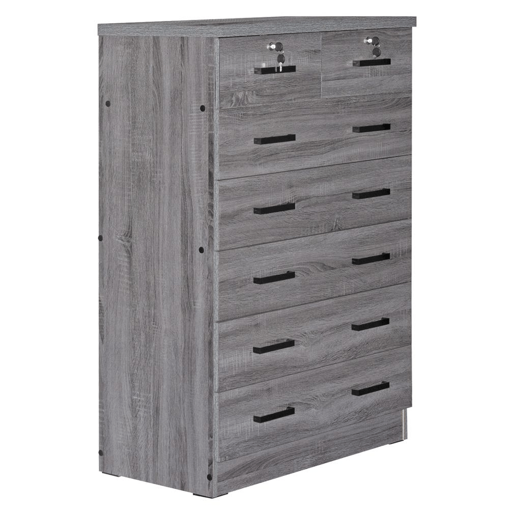 Better Home Products Cindy 7 Drawer Chest Wooden Dresser with Lock in Black - Mervyns