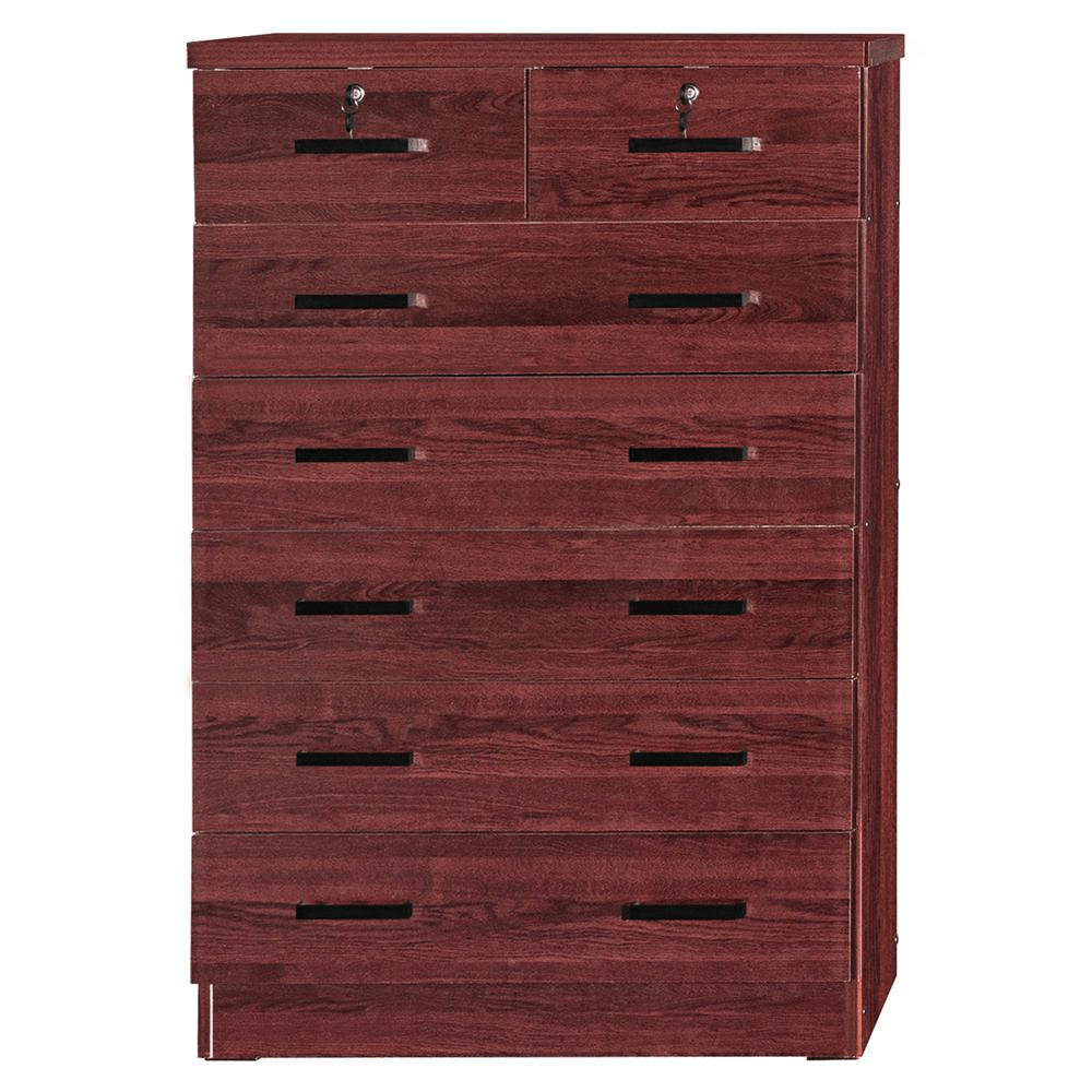 Better Home Products Cindy 7 Drawer Chest Wooden Dresser with Lock in Black - Mervyns