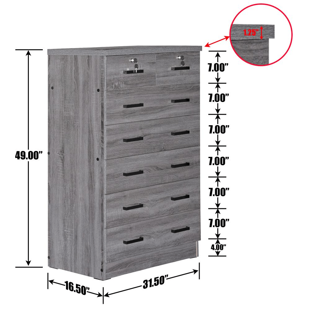 Better Home Products Cindy 7 Drawer Chest Wooden Dresser with Lock in Black - Mervyns