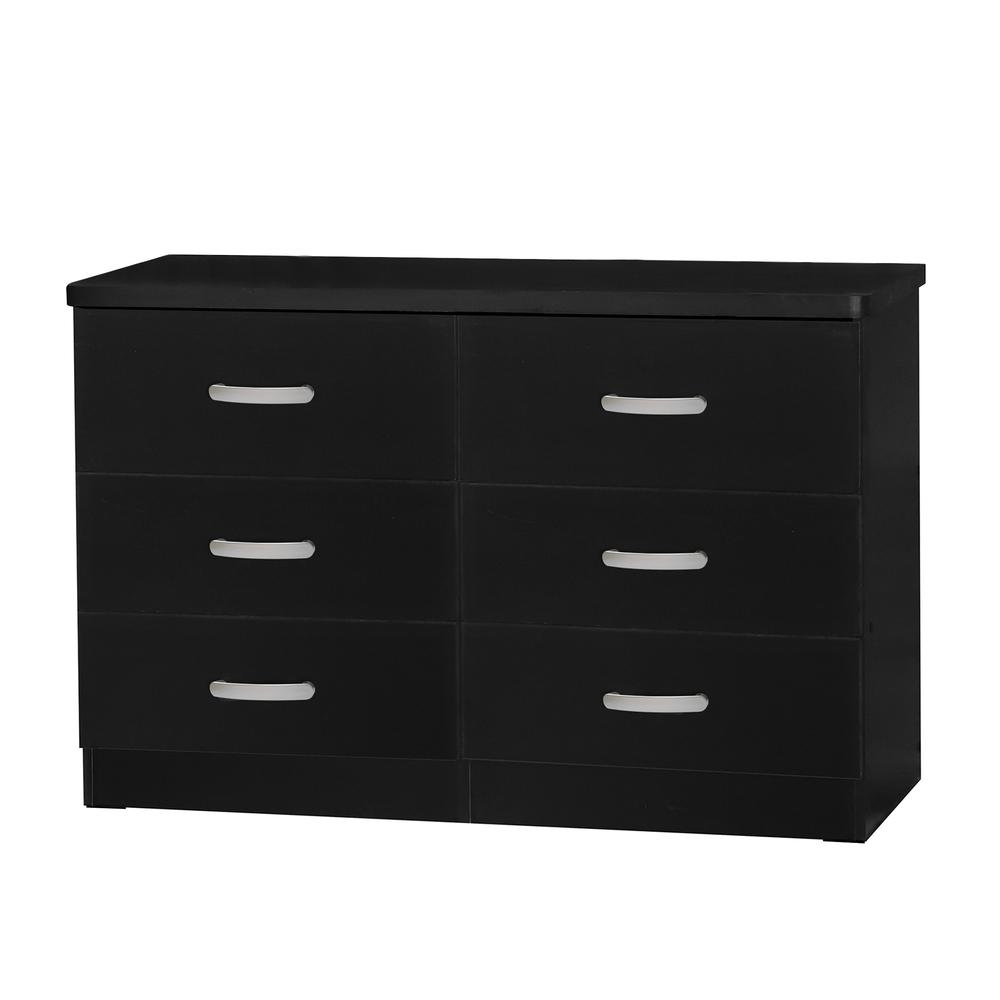 Better Home Products DD & PAM 6 Drawer Engineered Wood Bedroom Dresser in Black - Mervyns