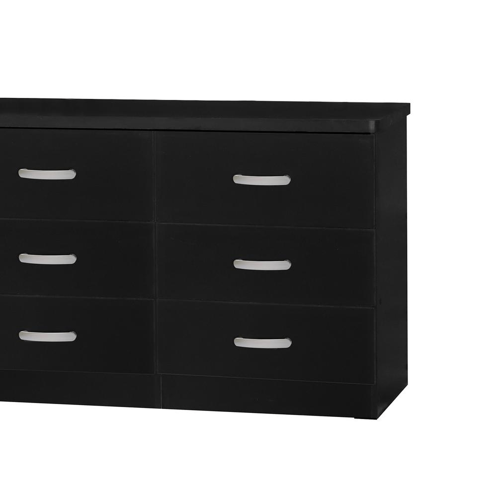 Better Home Products DD & PAM 6 Drawer Engineered Wood Bedroom Dresser in Black - Mervyns