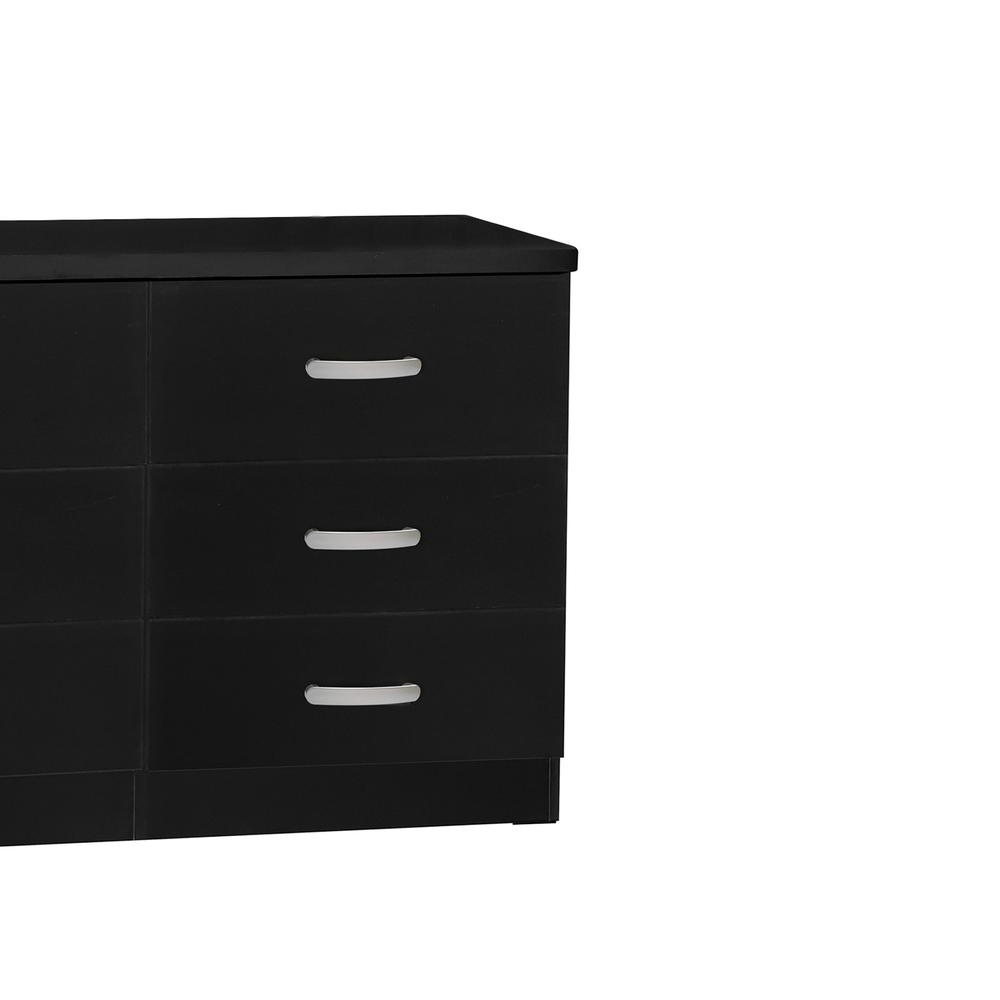 Better Home Products DD & PAM 6 Drawer Engineered Wood Bedroom Dresser in Black - Mervyns