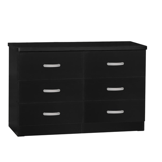 Better Home Products DD & PAM 6 Drawer Engineered Wood Bedroom Dresser in Black - Mervyns