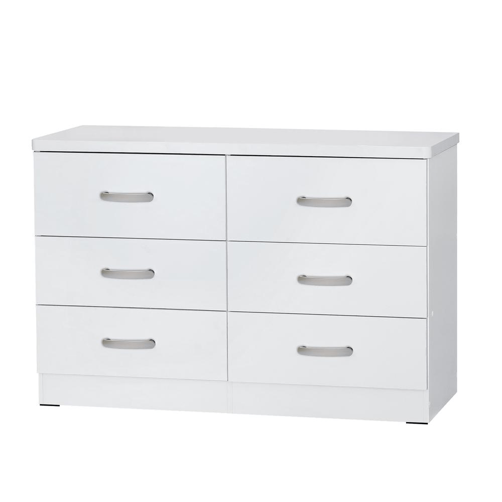 Better Home Products DD & PAM 6 Drawer Engineered Wood Bedroom Dresser in White - Mervyns