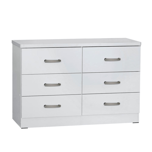 Better Home Products DD & PAM 6 Drawer Engineered Wood Bedroom Dresser in White - Mervyns