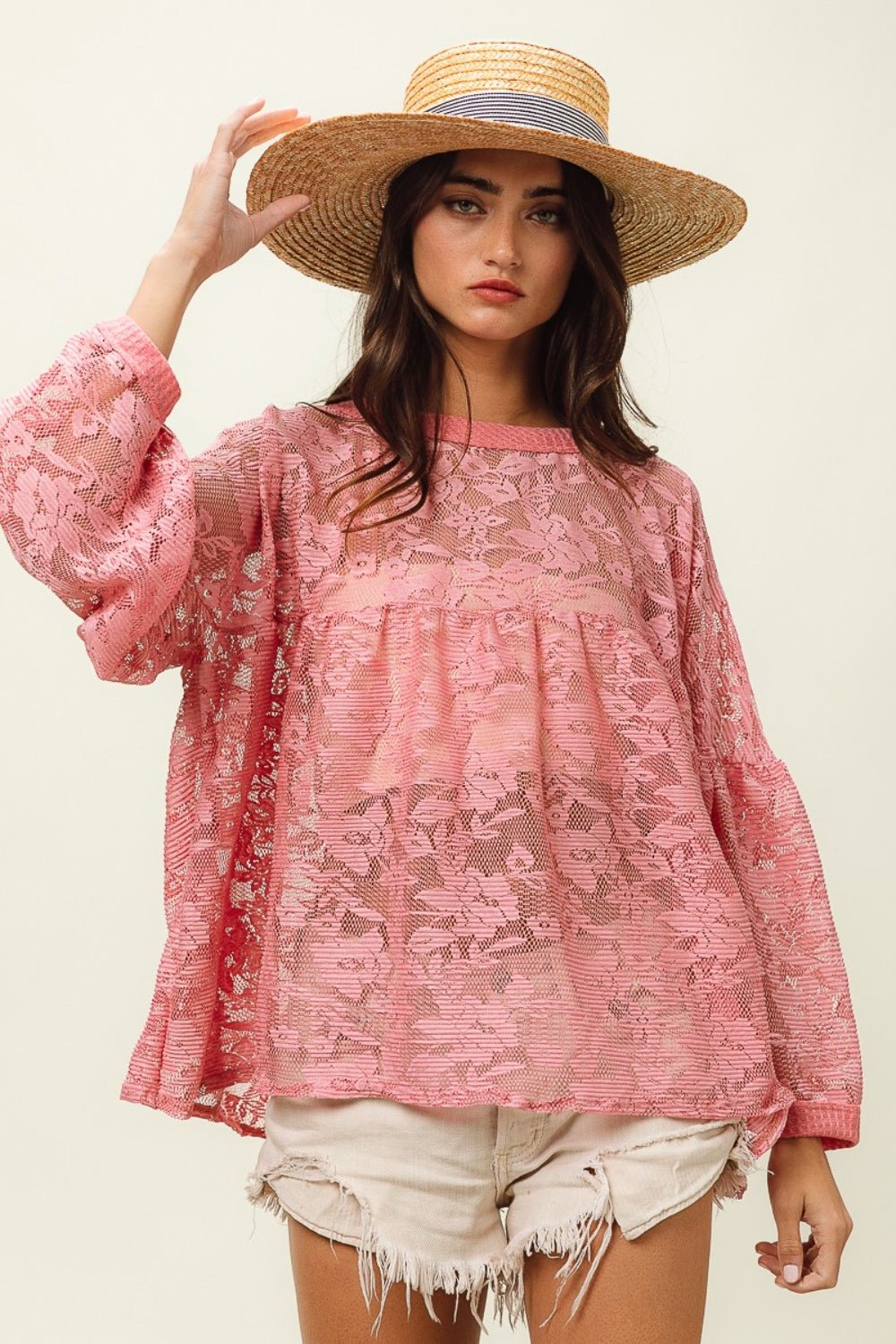 BiBi Floral Lace Long Sleeve Top - Mervyns