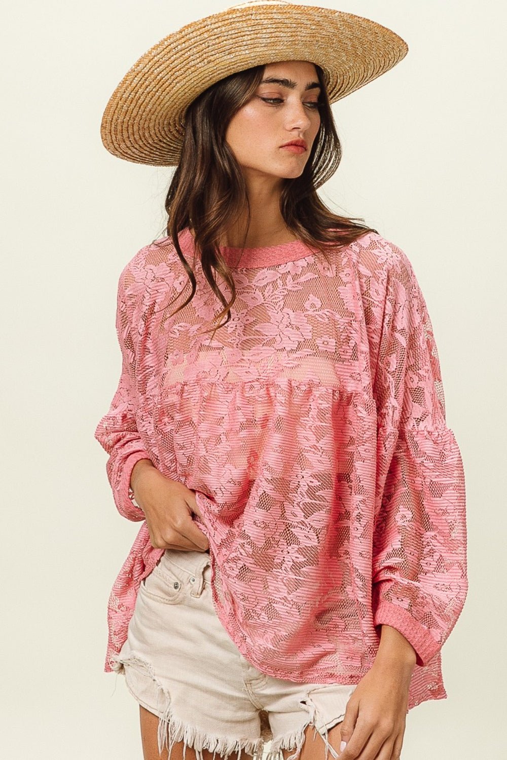 BiBi Floral Lace Long Sleeve Top - Mervyns