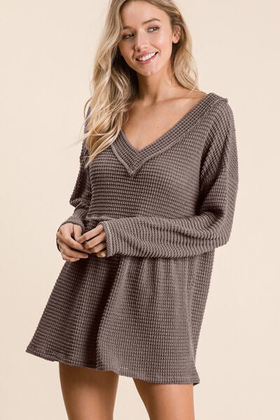 BiBi Waffle Knit V - Neck Babydoll Blouse - Mervyns