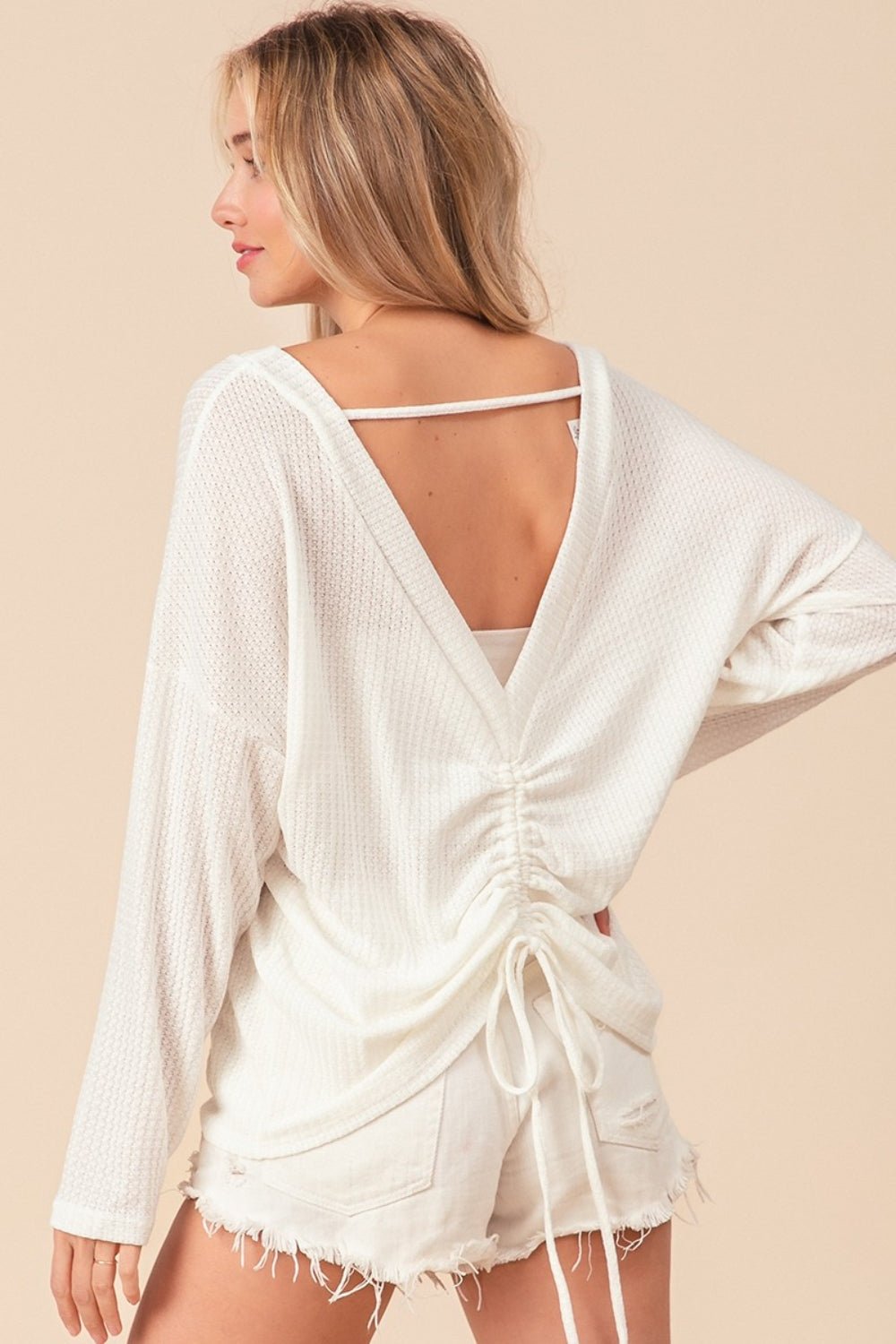 BiBi Waffled Backless Drawstring T-Shirt - Mervyns