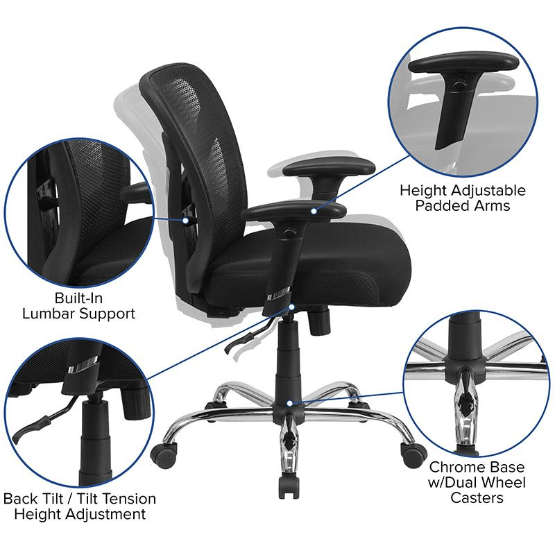 Big & Tall Office Chair | Adjustable Height Mesh Swivel Office Chair with Wheels - Mervyns