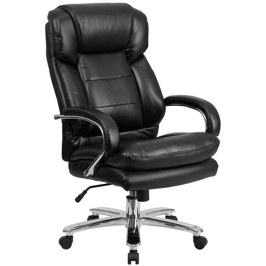 Big & Tall Office Chair | Black LeatherSoft Swivel Executive Desk Chair with Wheels - Mervyns