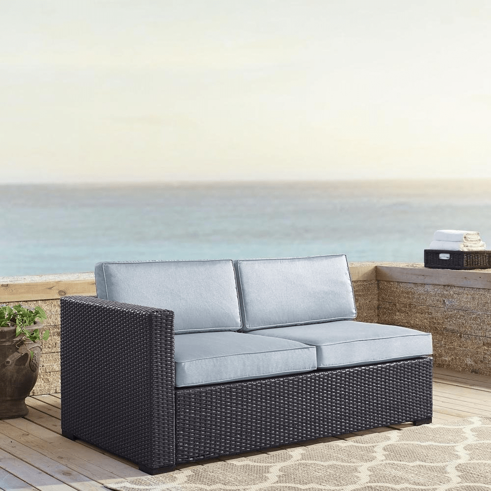 Biscayne Outdoor Wicker Sectional Loveseat Mist/Brown - Mervyns