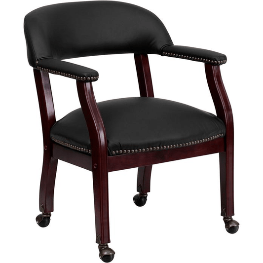 Black LeatherSoft Conference Chair with Accent Nail Trim and Casters - Mervyns