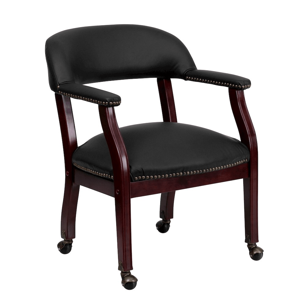 Black LeatherSoft Conference Chair with Accent Nail Trim and Casters - Mervyns