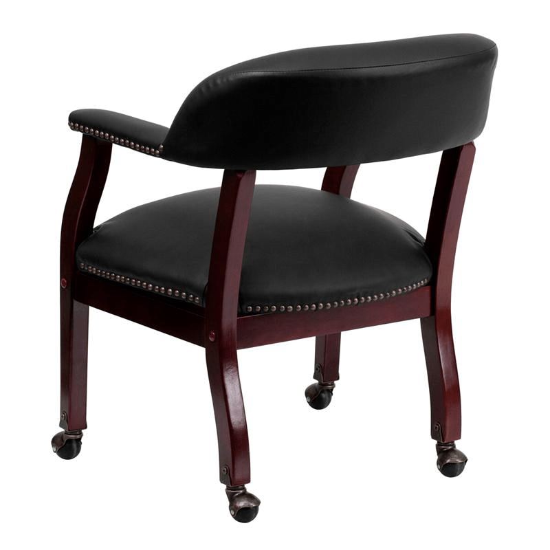 Black LeatherSoft Conference Chair with Accent Nail Trim and Casters - Mervyns