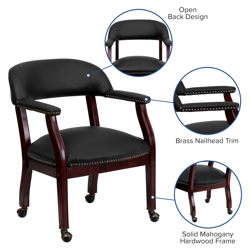 Black LeatherSoft Conference Chair with Accent Nail Trim and Casters - Mervyns