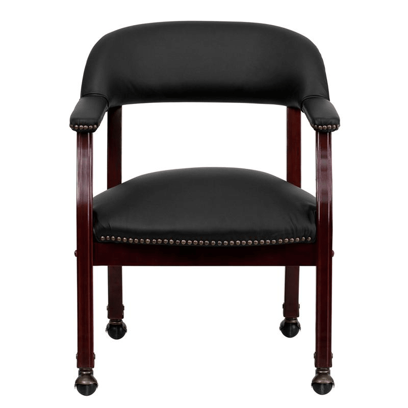 Black LeatherSoft Conference Chair with Accent Nail Trim and Casters - Mervyns