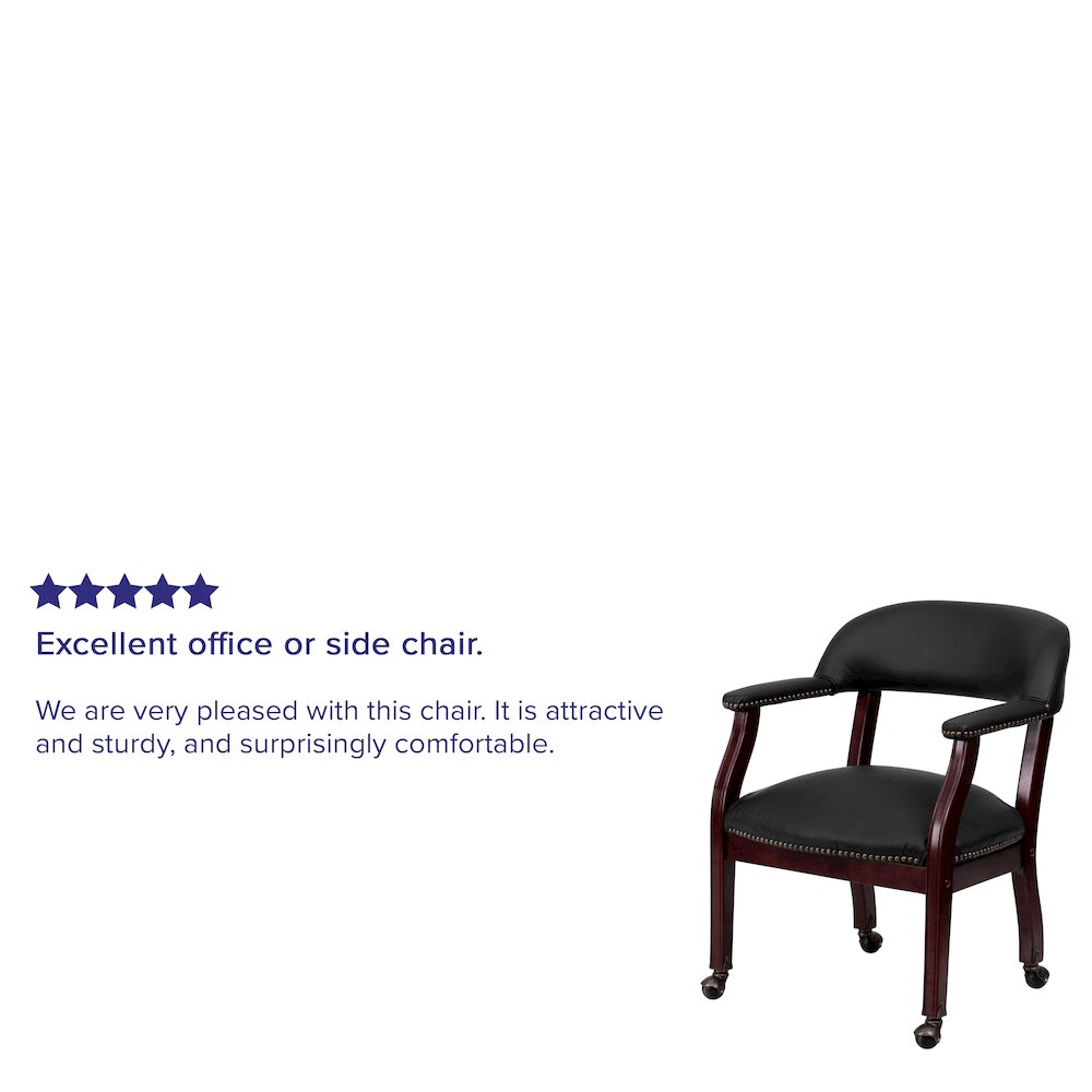 Black LeatherSoft Conference Chair with Accent Nail Trim and Casters - Mervyns
