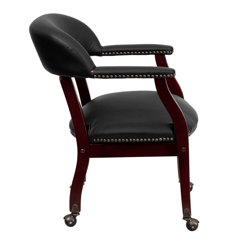 Black LeatherSoft Conference Chair with Accent Nail Trim and Casters - Mervyns