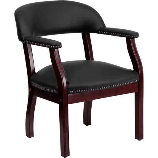 Black LeatherSoft Conference Chair with Accent Nail Trim - Mervyns